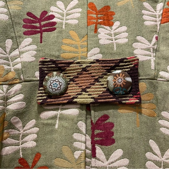 Unbranded Coat Women’s Sz 2 Green Leafs Plaid Artsy Colorful Peter Pan Collar - Picture 7 of 13